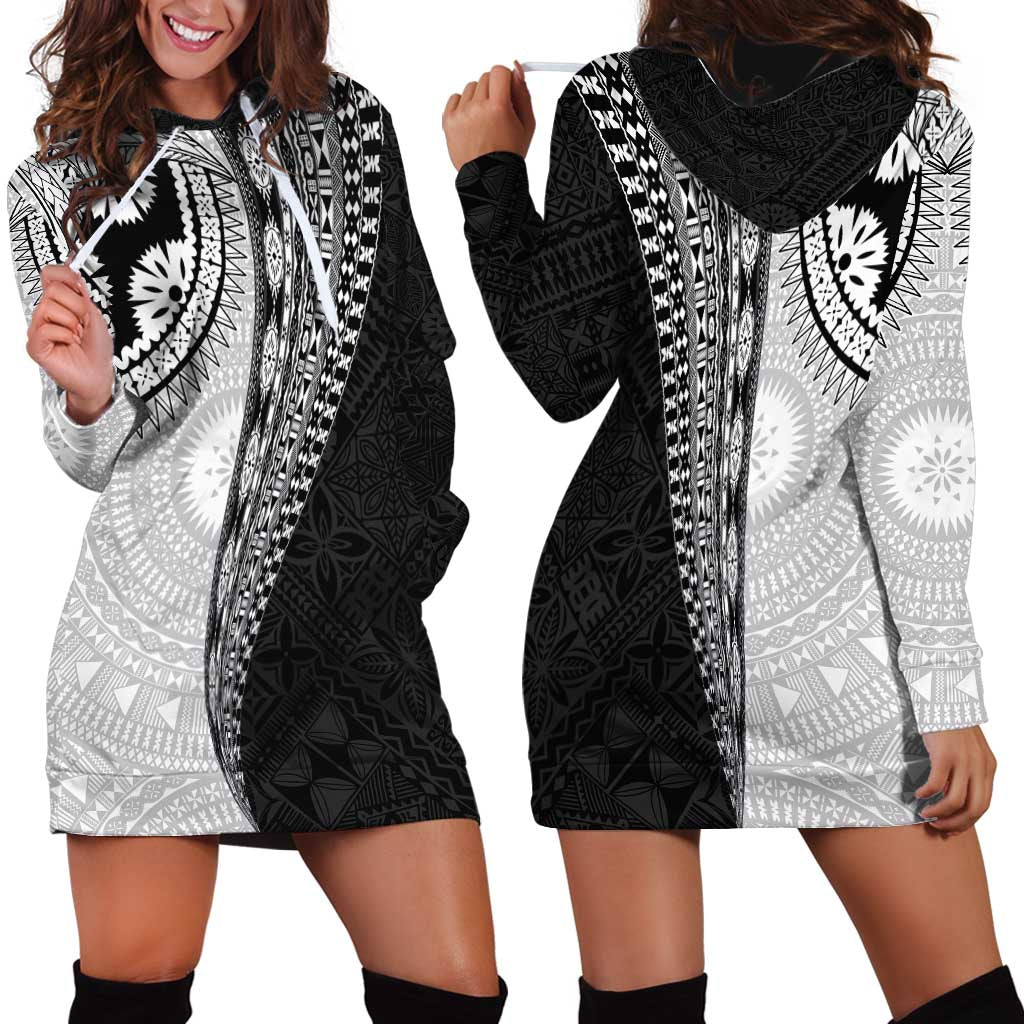 Fijian Masi Tattoos Hoodie Dress with Tapa Tribal Pattern - Polynesian Pride