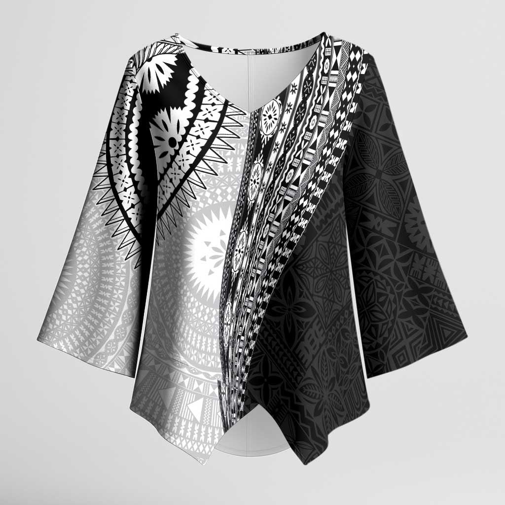 Fijian Masi Tattoos Kimono Sleeve Blouse with Tapa Tribal Pattern - Polynesian Pride