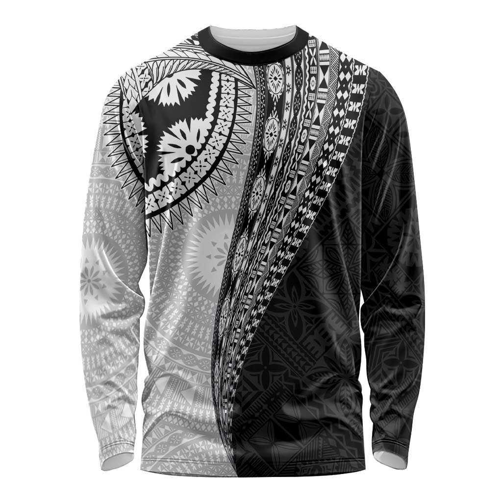 Fijian Masi Tattoos Long Sleeve Shirt with Tapa Tribal Pattern - Polynesian Pride