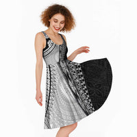 Fijian Masi Tattoos Midi Dress with Tapa Tribal Pattern - Polynesian Pride