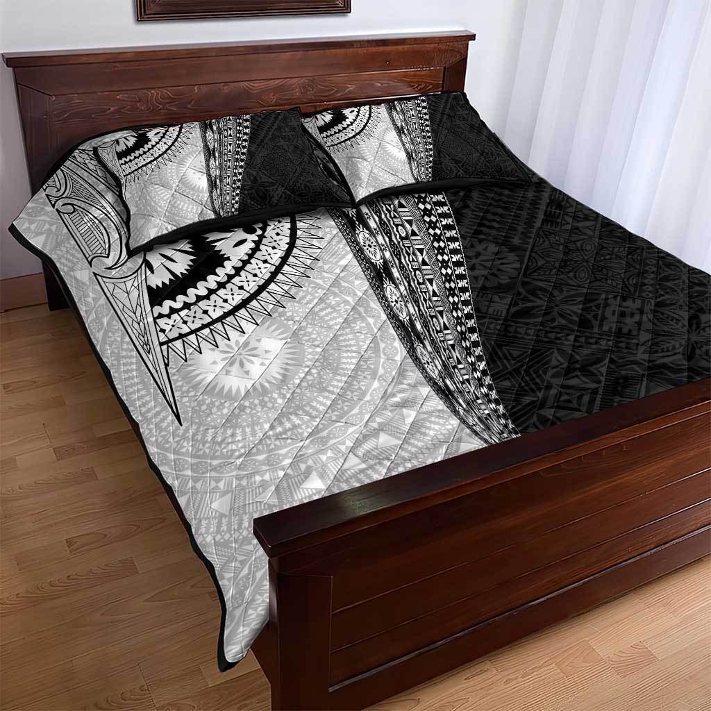 Fijian Masi Tattoos Quilt Bed Set with Tapa Tribal Pattern - Polynesian Pride