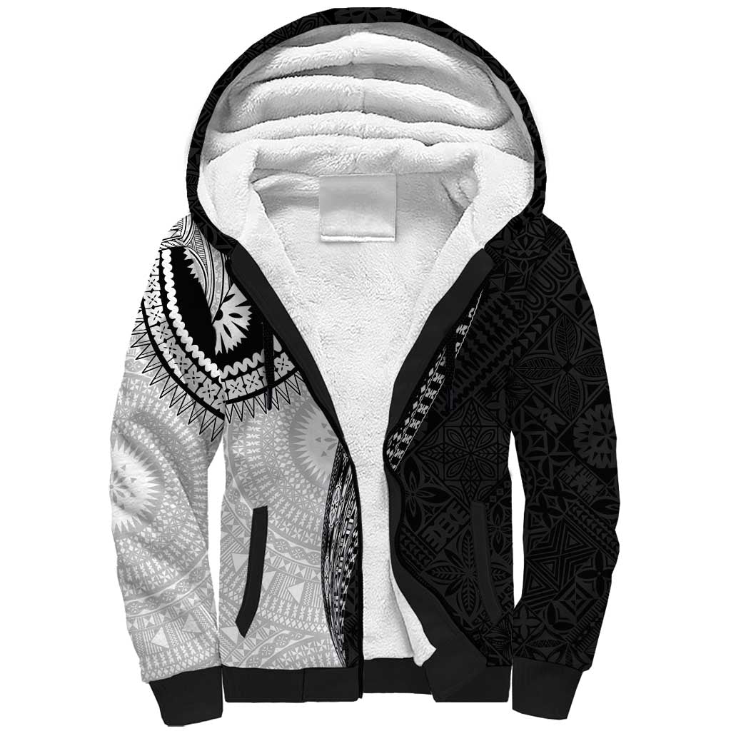 Fijian Masi Tattoos Sherpa Hoodie with Tapa Tribal Pattern - Polynesian Pride