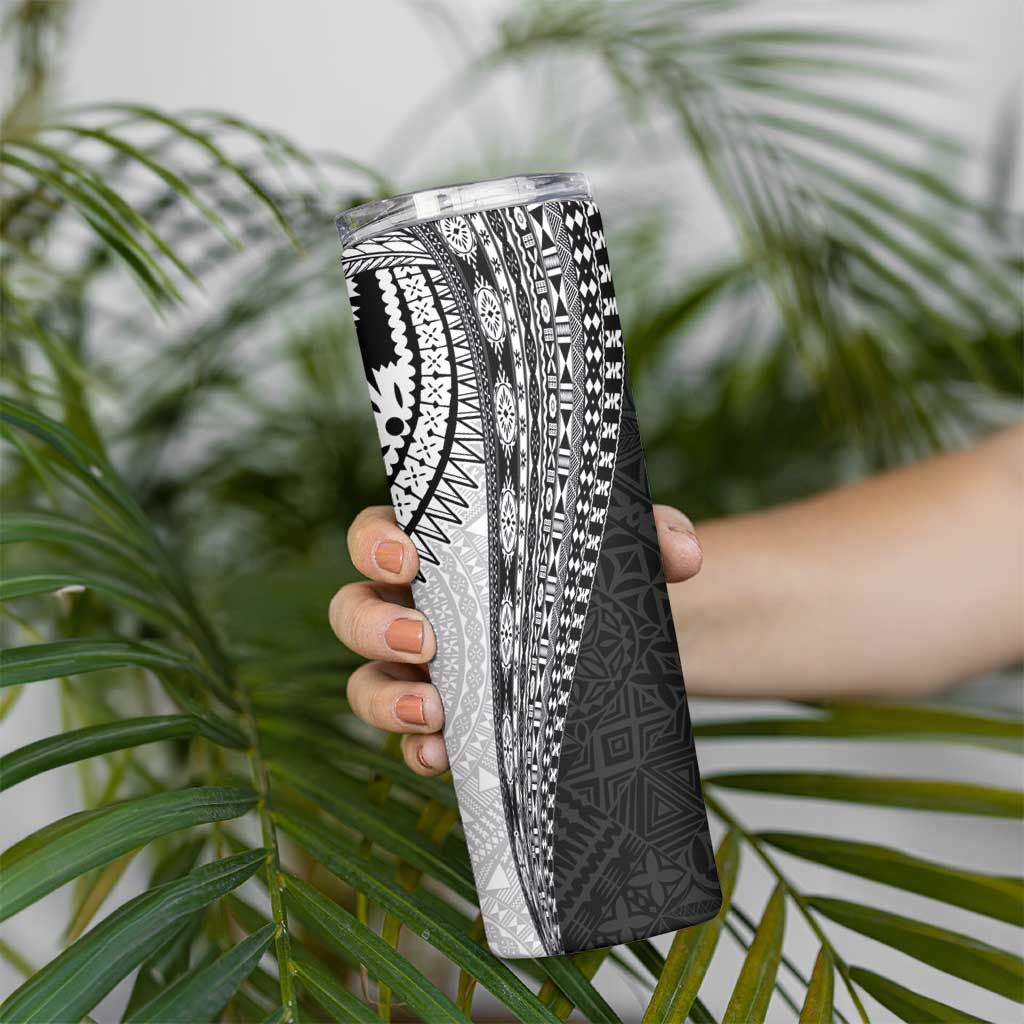 Fijian Masi Tattoos Skinny Tumbler with Tapa Tribal Pattern - Polynesian Pride