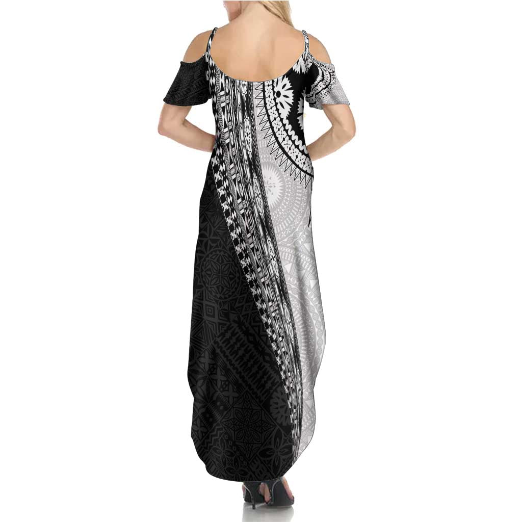Fijian Masi Tattoos Summer Maxi Dress with Tapa Tribal Pattern - Polynesian Pride