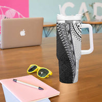 Fijian Masi Tattoos Tumbler With Handle with Tapa Tribal Pattern - Polynesian Pride
