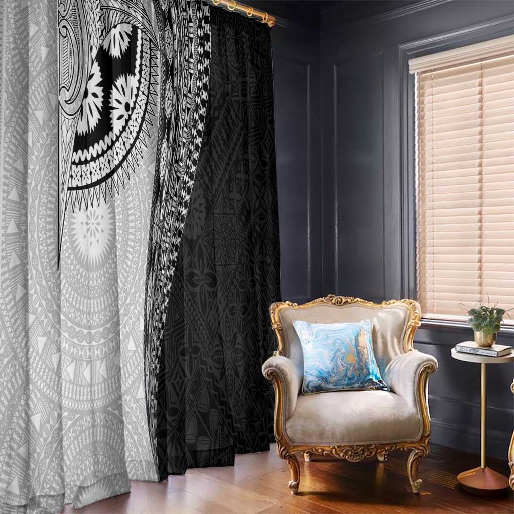 Fijian Masi Tattoos Window Curtain with Tapa Tribal Pattern - Polynesian Pride