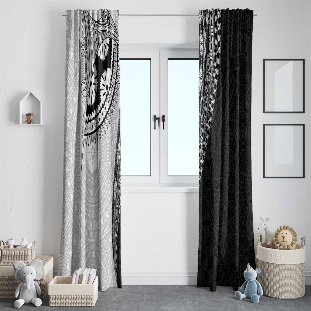 Fijian Masi Tattoos Window Curtain with Tapa Tribal Pattern - Polynesian Pride