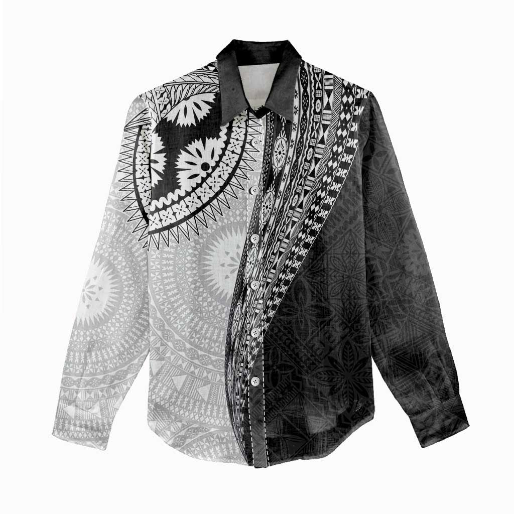 Fijian Masi Tattoos Women Casual Shirt with Tapa Tribal Pattern - Polynesian Pride