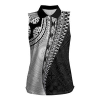 Fijian Masi Tattoos Women Sleeveless Polo Shirt with Tapa Tribal Pattern - Polynesian Pride