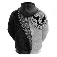 Fijian Masi Tattoos Zip Hoodie with Tapa Tribal Pattern - Polynesian Pride