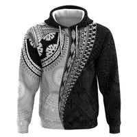 Fijian Masi Tattoos Zip Hoodie with Tapa Tribal Pattern - Polynesian Pride