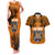 PNG Lae Snax Tigers Rugby Couples Matching Tank Maxi Dress and Hawaiian Shirt The Tigers Head and PNG Bird Polynesian Tattoo LT03 Orange - Polynesian Pride