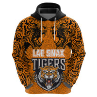Custom PNG Lae Snax Tigers Rugby Hoodie The Tigers Head and PNG Bird Polynesian Tattoo LT03 - Polynesian Pride