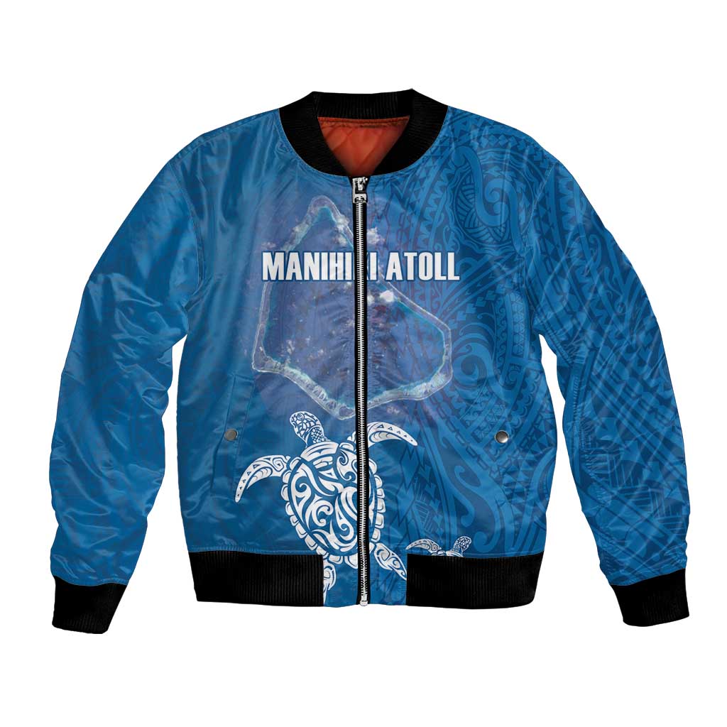 Cook Islands Manihiki Atoll Bomber Jacket Maori Turtle and Polynesian Pattern