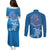 Cook Islands Manihiki Atoll Couples Matching Puletasi and Long Sleeve Button Shirt Maori Turtle and Polynesian Pattern