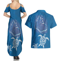 Cook Islands Manihiki Atoll Couples Matching Summer Maxi Dress and Hawaiian Shirt Maori Turtle and Polynesian Pattern LT03 - Polynesian Pride