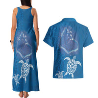 Cook Islands Manihiki Atoll Couples Matching Tank Maxi Dress and Hawaiian Shirt Maori Turtle and Polynesian Pattern LT03 - Polynesian Pride