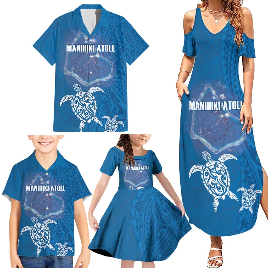 Cook Islands Manihiki Atoll Family Matching Summer Maxi Dress and Hawaiian Shirt Maori Turtle and Polynesian Pattern LT03 - Polynesian Pride