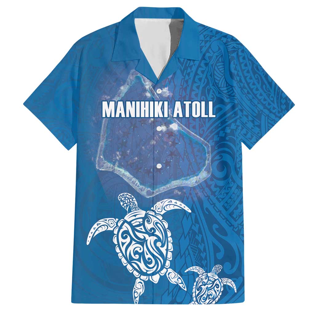 Cook Islands Manihiki Atoll Hawaiian Shirt Maori Turtle and Polynesian Pattern LT03 Blue - Polynesian Pride