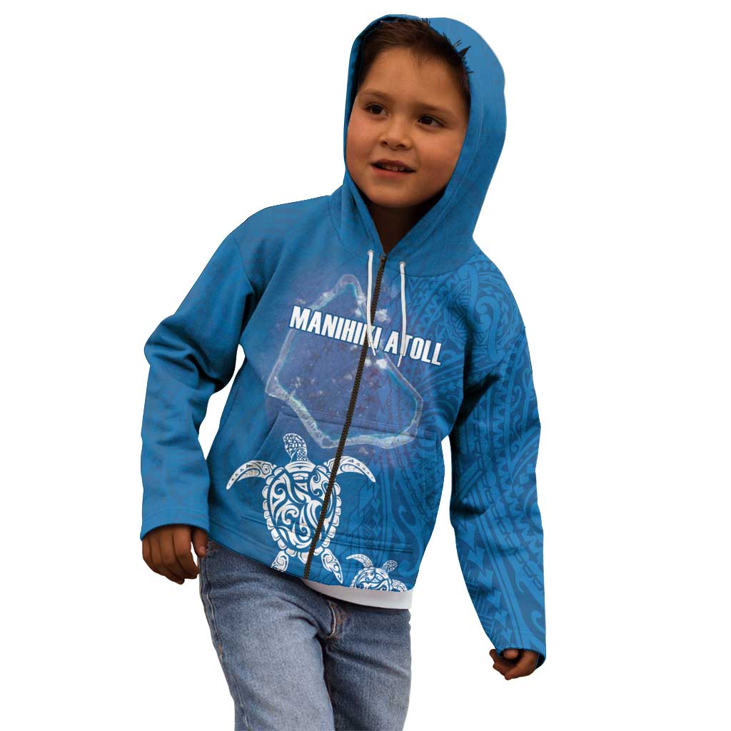 Cook Islands Manihiki Atoll Kid Hoodie Maori Turtle and Polynesian Pattern