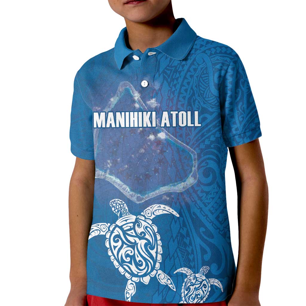 Cook Islands Manihiki Atoll Kid Polo Shirt Maori Turtle and Polynesian Pattern