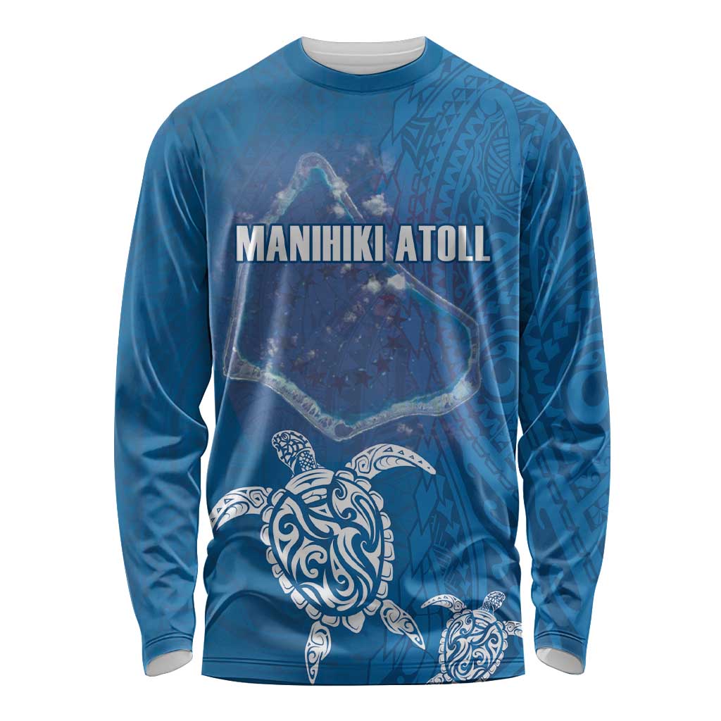 Cook Islands Manihiki Atoll Long Sleeve Shirt Maori Turtle and Polynesian Pattern