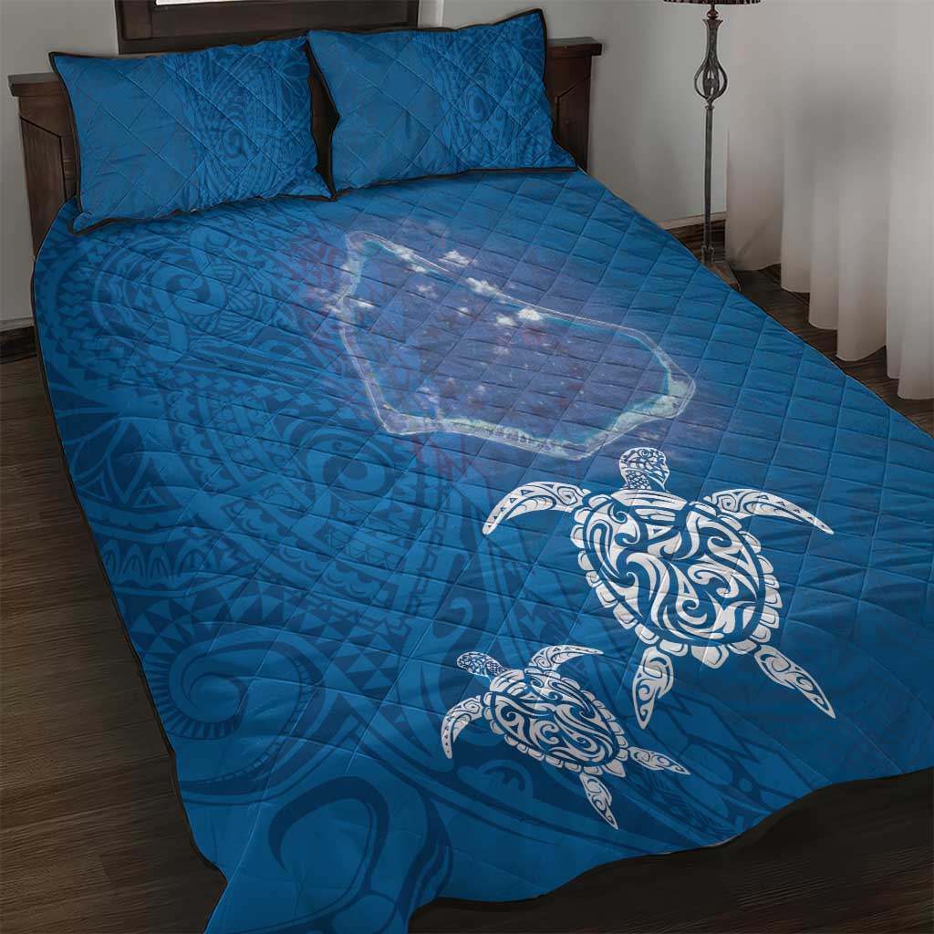 Cook Islands Manihiki Atoll Quilt Bed Set Maori Turtle and Polynesian Pattern