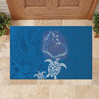 Cook Islands Manihiki Atoll Rubber Doormat Maori Turtle and Polynesian Pattern LT03 Blue - Polynesian Pride