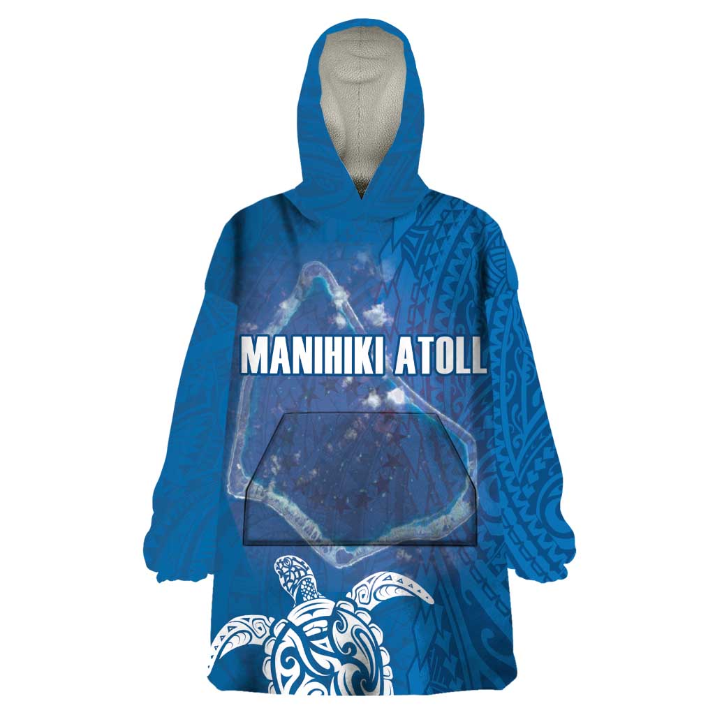 Cook Islands Manihiki Atoll Wearable Blanket Hoodie Maori Turtle and Polynesian Pattern