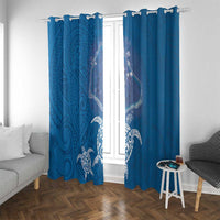 Cook Islands Manihiki Atoll Window Curtain Maori Turtle and Polynesian Pattern LT03 With Grommets Blue - Polynesian Pride