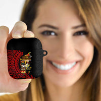 Papua New Guinea Christmas AirPods Case Funny Melanesian Santa with Bird-of-paradise Tribal Style - Polynesian Pride
