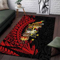 Papua New Guinea Christmas Area Rug Funny Melanesian Santa with Bird-of-paradise Tribal Style - Polynesian Pride