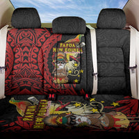 Papua New Guinea Christmas Back Car Seat Cover Funny Melanesian Santa with Bird-of-paradise Tribal Style - Polynesian Pride