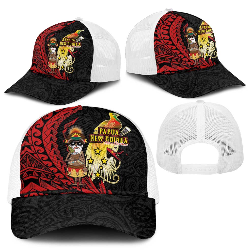 Papua New Guinea Christmas Baseball Net Cap Funny Melanesian Santa with Bird-of-paradise Tribal Style - Polynesian Pride