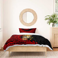 Papua New Guinea Christmas Bedding Set Funny Melanesian Santa with Bird-of-paradise Tribal Style - Polynesian Pride