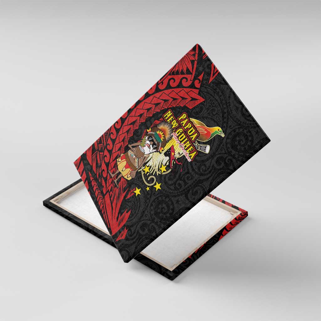 Papua New Guinea Christmas Canvas Wall Art Funny Melanesian Santa with Bird-of-paradise Tribal Style - Polynesian Pride