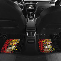 Papua New Guinea Christmas Car Mats Funny Melanesian Santa with Bird-of-paradise Tribal Style - Polynesian Pride
