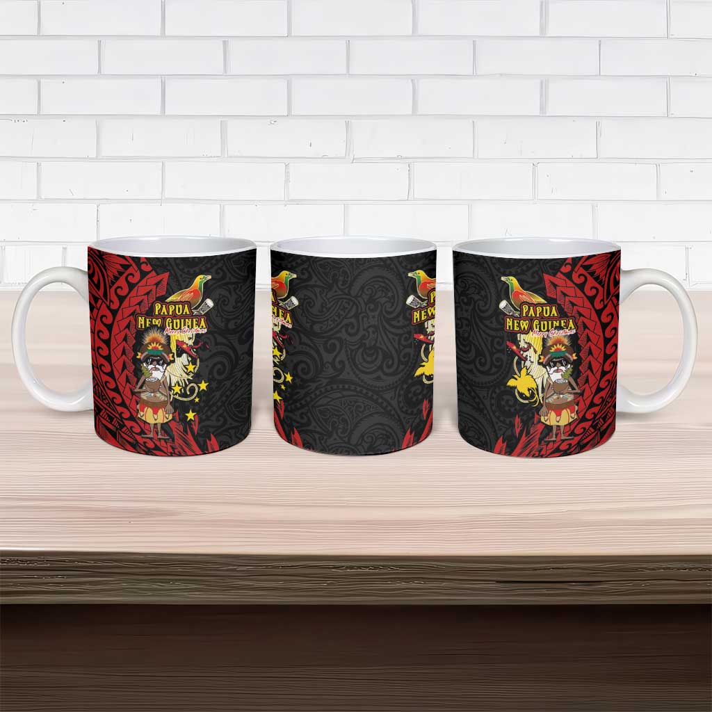 Papua New Guinea Christmas Ceramic Mug Funny Melanesian Santa with Bird-of-paradise Tribal Style - Polynesian Pride