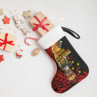 Papua New Guinea Christmas Stocking Funny Melanesian Santa with Bird-of-paradise Tribal Style - Polynesian Pride