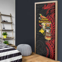 Papua New Guinea Christmas Door Cover Funny Melanesian Santa with Bird-of-paradise Tribal Style - Polynesian Pride