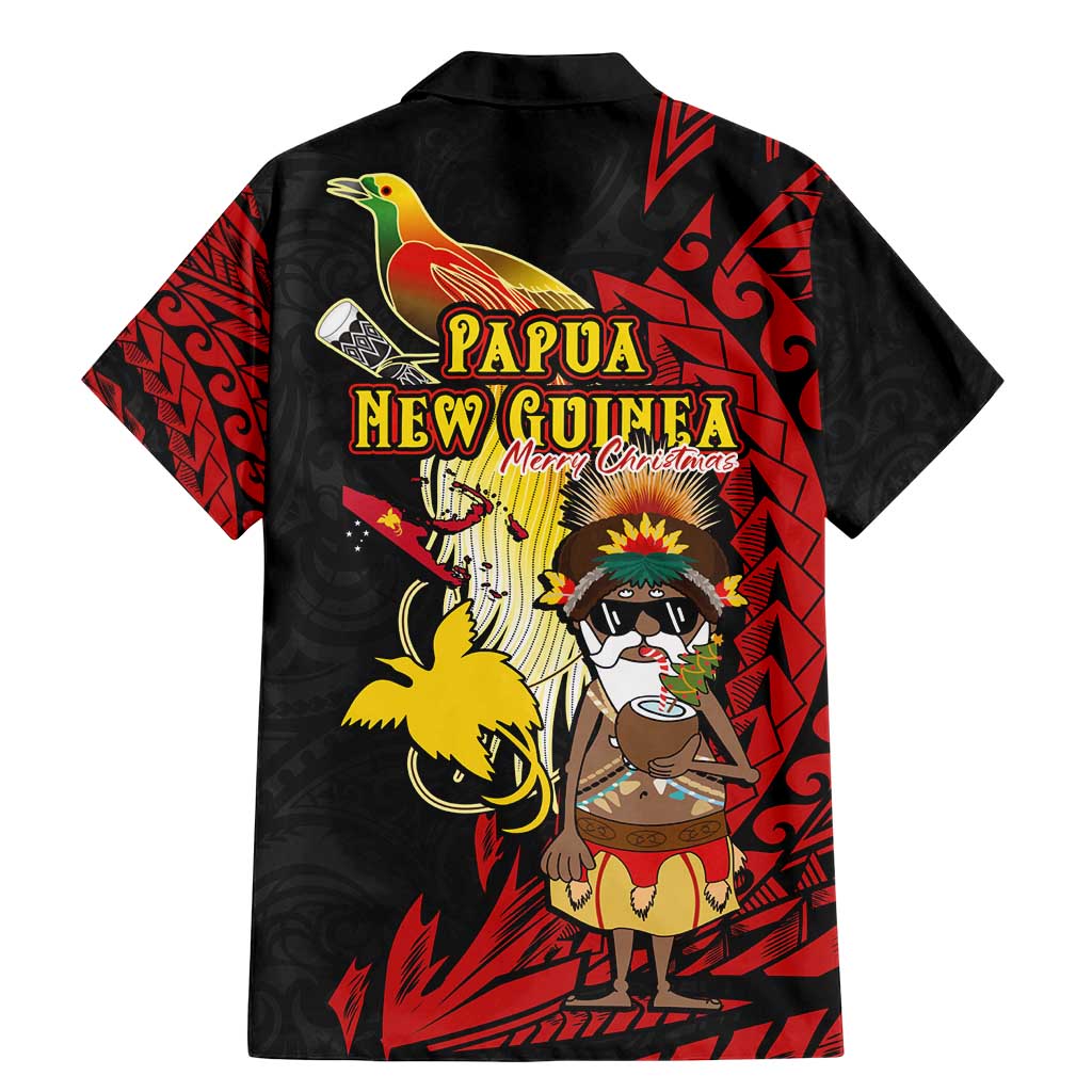 Papua New Guinea Christmas Family Matching Mermaid Dress and Hawaiian Shirt Funny Melanesian Santa with Bird-of-paradise Tribal Style - Polynesian Pride