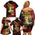 Papua New Guinea Christmas Family Matching Off Shoulder Short Dress and Hawaiian Shirt Funny Melanesian Santa with Bird-of-paradise Tribal Style - Polynesian Pride