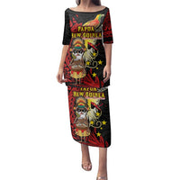 Papua New Guinea Christmas Family Matching Puletasi and Hawaiian Shirt Funny Melanesian Santa with Bird-of-paradise Tribal Style - Polynesian Pride