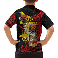 Papua New Guinea Christmas Family Matching Short Sleeve Bodycon Dress and Hawaiian Shirt Funny Melanesian Santa with Bird-of-paradise Tribal Style - Polynesian Pride