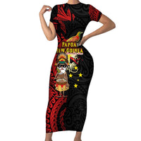 Papua New Guinea Christmas Family Matching Short Sleeve Bodycon Dress and Hawaiian Shirt Funny Melanesian Santa with Bird-of-paradise Tribal Style - Polynesian Pride