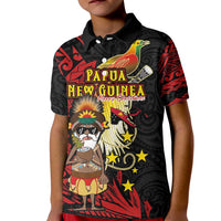 Papua New Guinea Christmas Kid Polo Shirt Funny Melanesian Santa with Bird-of-paradise Tribal Style - Polynesian Pride