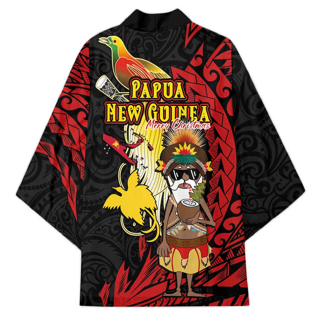 Papua New Guinea Christmas Kimono Funny Melanesian Santa with Bird-of-paradise Tribal Style - Polynesian Pride