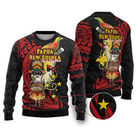 Papua New Guinea Christmas Ugly Christmas Sweater Funny Melanesian Santa with Bird-of-paradise Tribal Style - Polynesian Pride