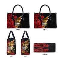 Papua New Guinea Christmas Leather Bag Funny Melanesian Santa with Bird-of-paradise Tribal Style - Polynesian Pride