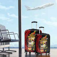 Papua New Guinea Christmas Luggage Cover Funny Melanesian Santa with Bird-of-paradise Tribal Style - Polynesian Pride